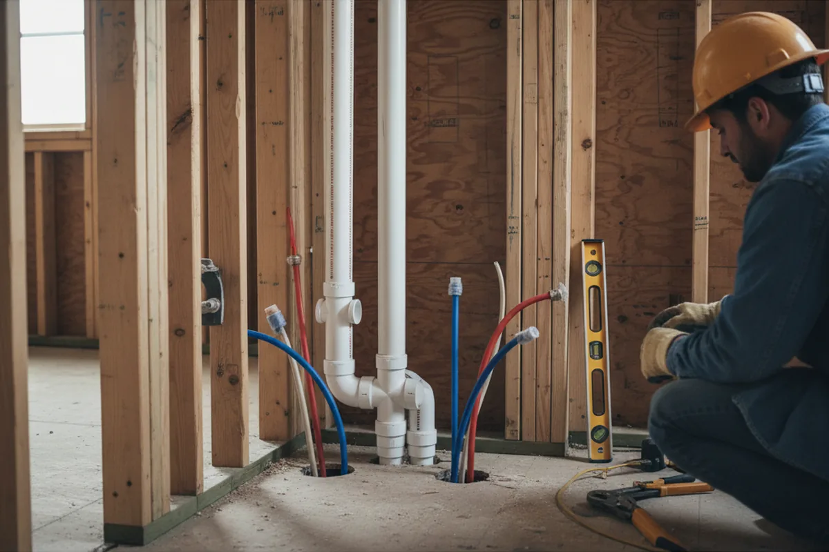Drain and supply rough-in during Toilet Repair and Installation in Lake Como