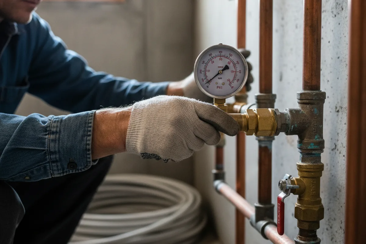 Pressure testing a repaired line during Water Line Repair in Lake Como